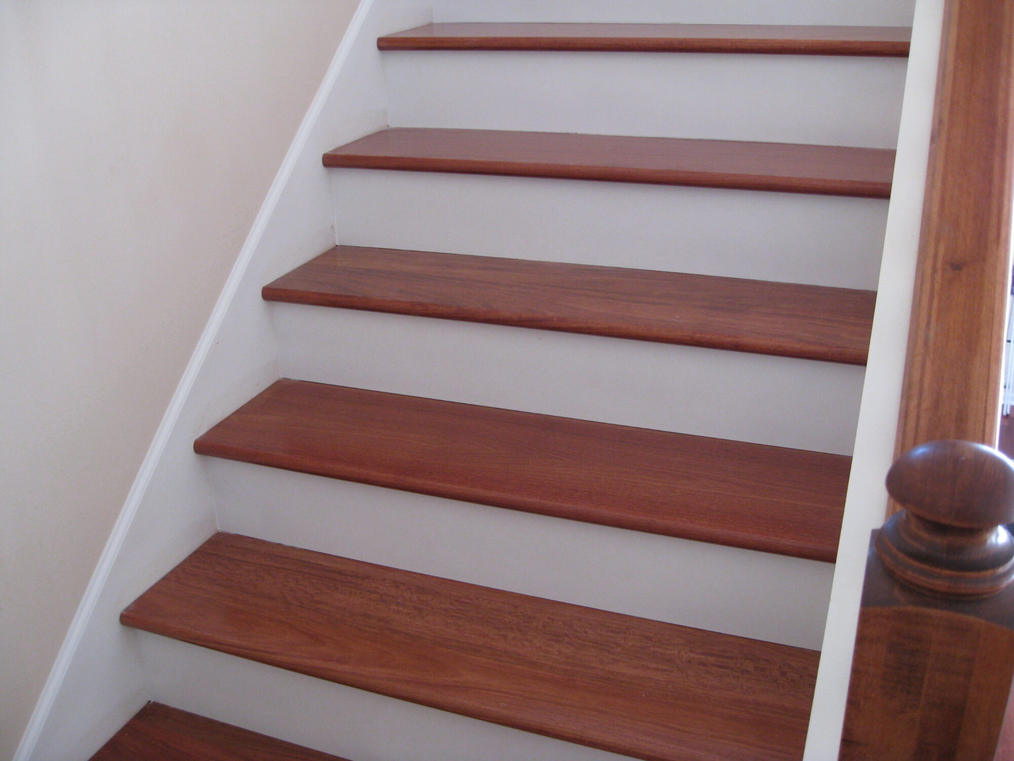 Factory Finished Santos Mahogany Treads with White Risers